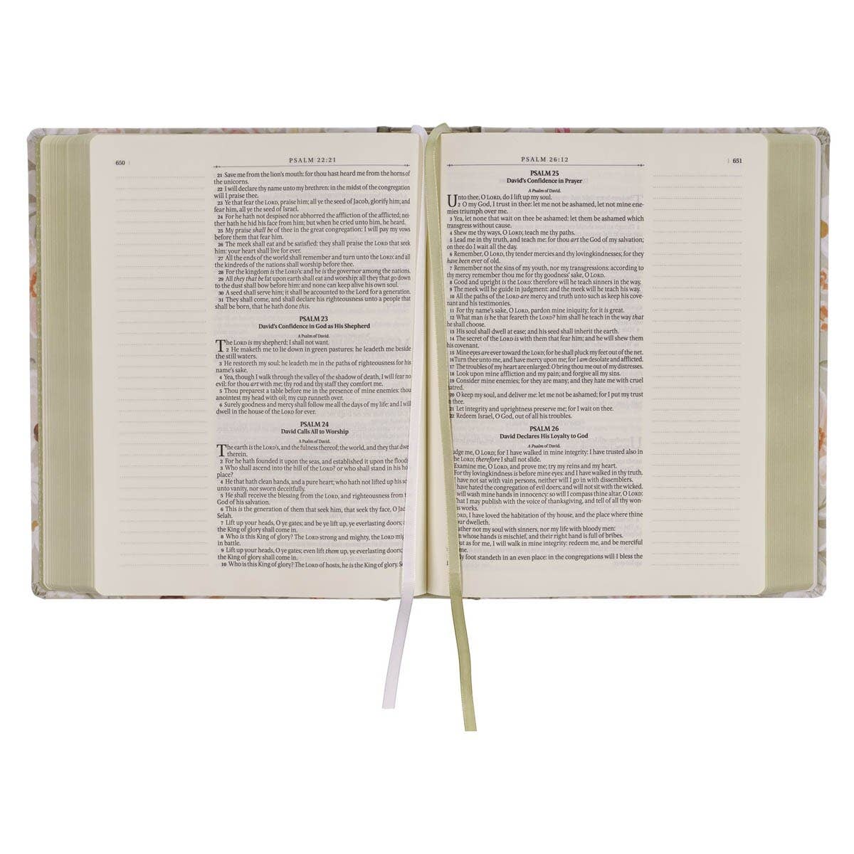 Sage Green Floral KJV Notetaking Bible: Large Print
